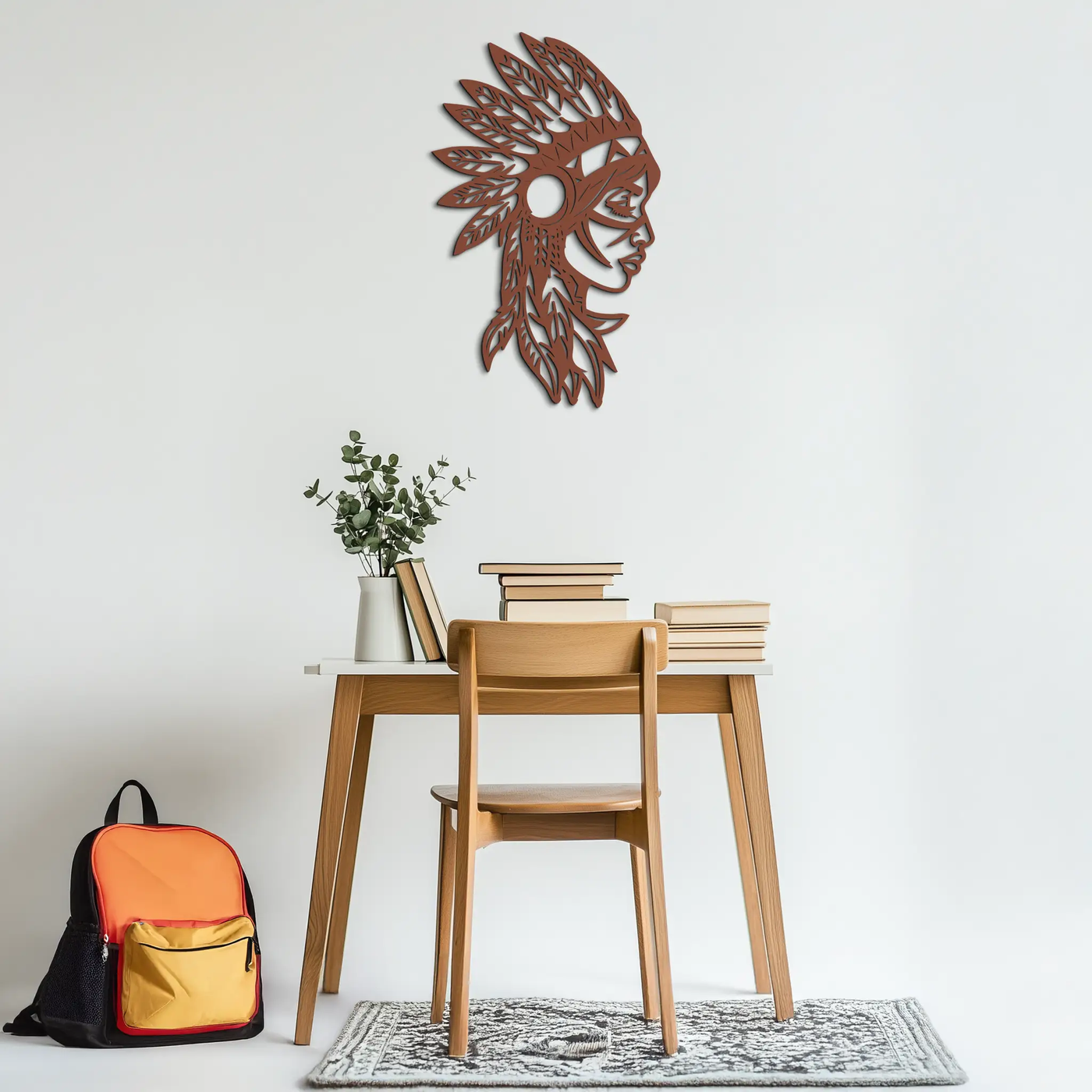 Native American Woman Metal Wall Art - Tribal Female Silhouette Steel Decor- KAF479 by Enova Art