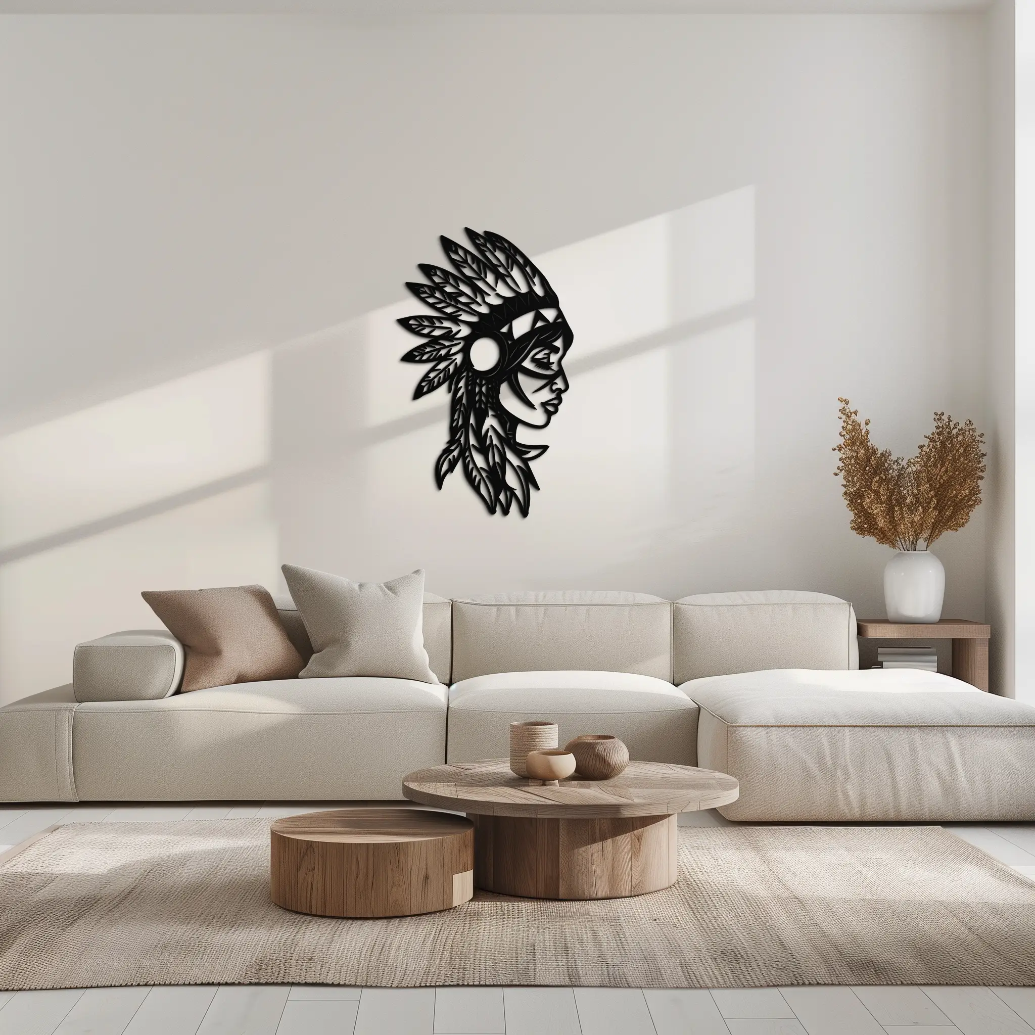 Native American Woman Metal Wall Art - Tribal Female Silhouette Steel Decor- KAF479 by Enova Art