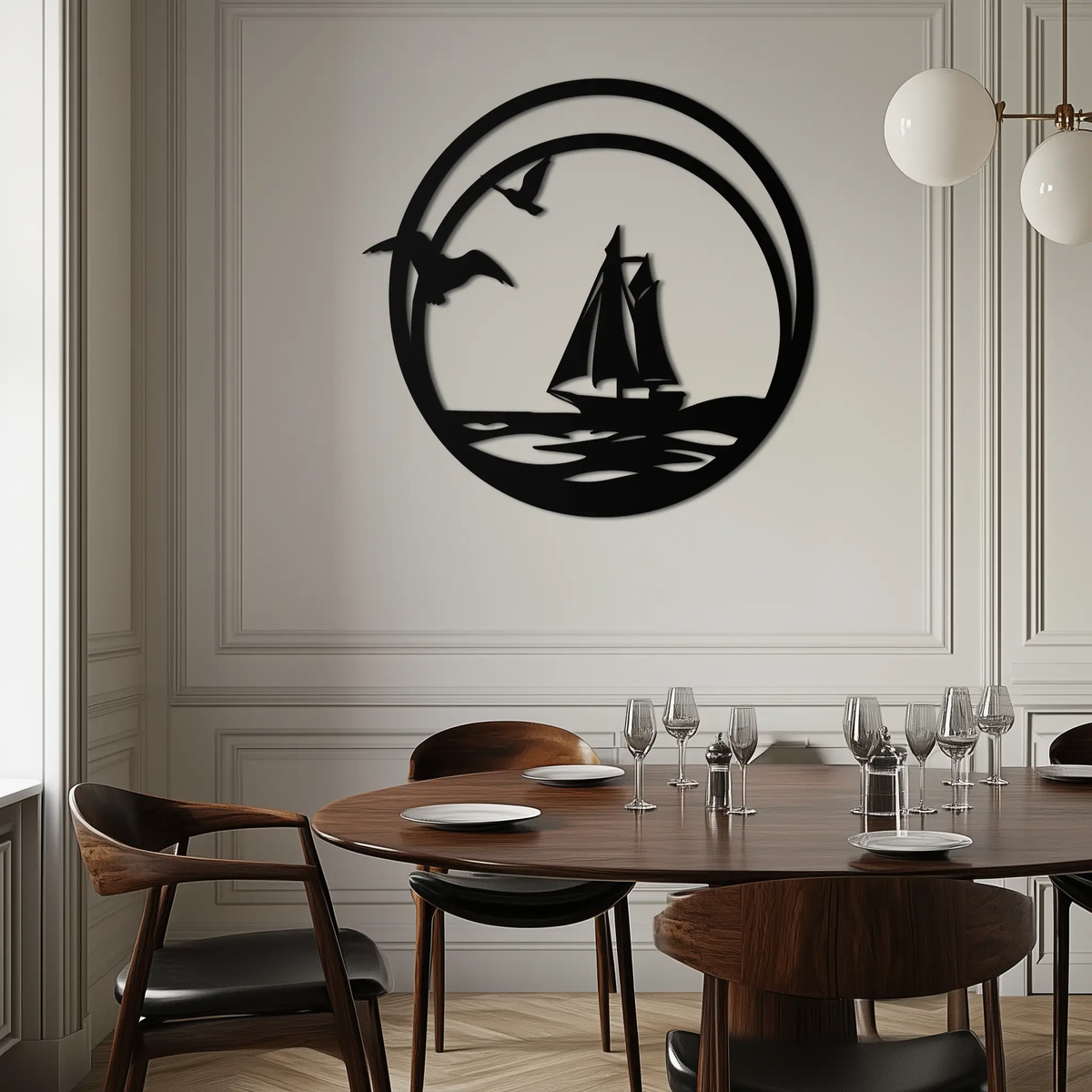Sunset Silhouette Metal Wall Art - Mountain and Tree Steel Landscape Decor- KAF480 by Enova Art