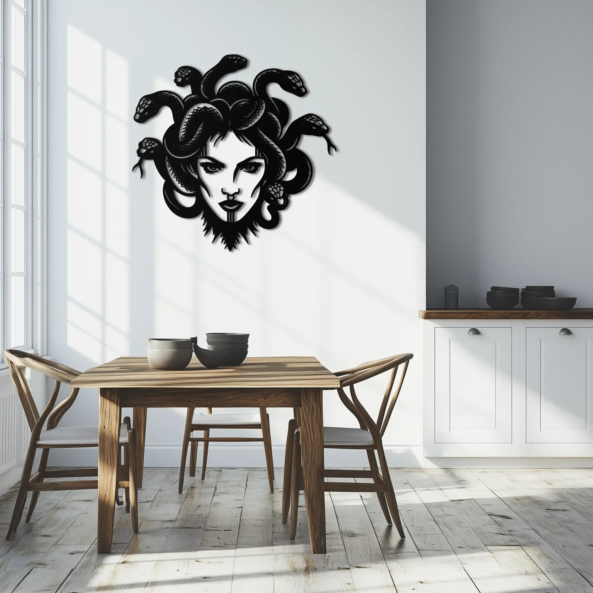 Medusa Metal Wall Art - Mythological Snake Hair Woman Steel Wall Decor- KAF481 by Enova Art