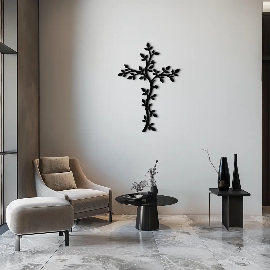 Cross Metal Wall Art - Sacred Christian Steel Wall Decor- KAF483 by Enova Art