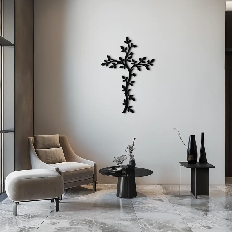 Cross Metal Wall Art - Sacred Christian Steel Wall Decor- KAF483 by Enova Art