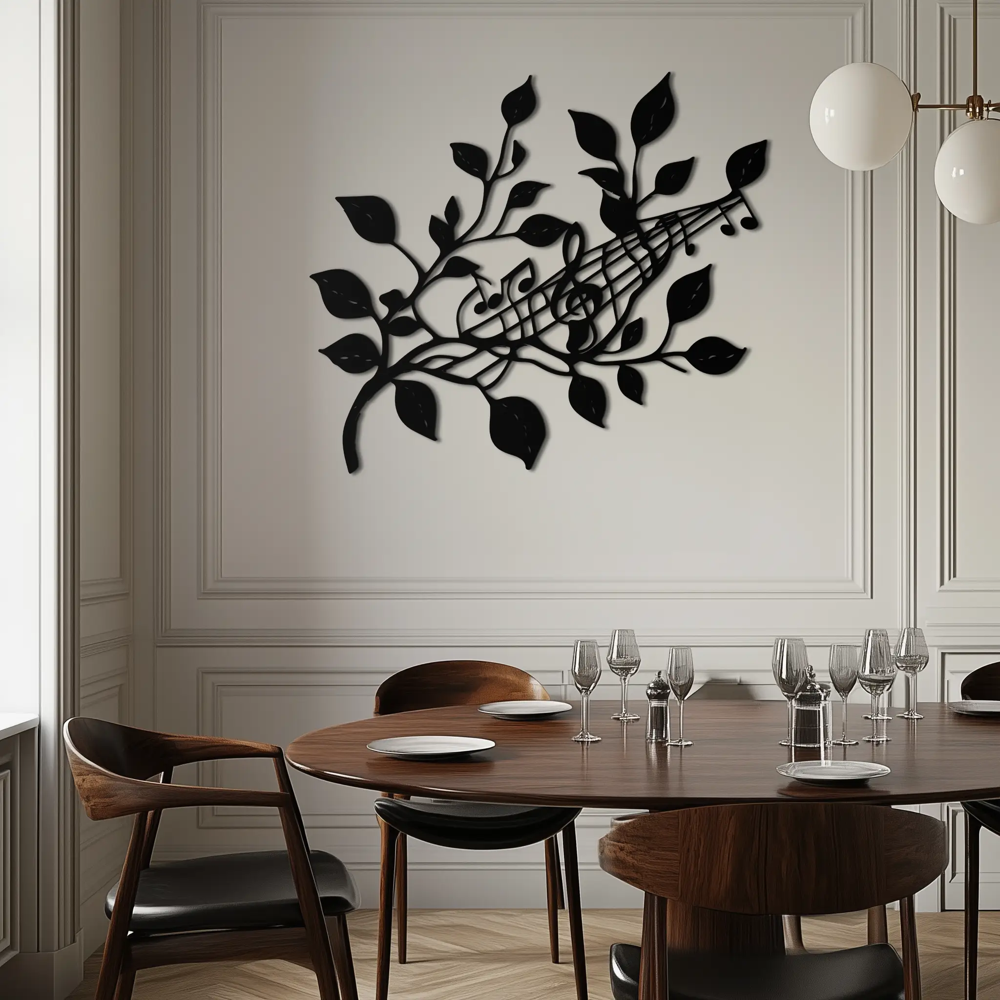 Musical Tree Branch Metal Wall Art - Note Inspired Steel Decor- KAF484 by Enova Art