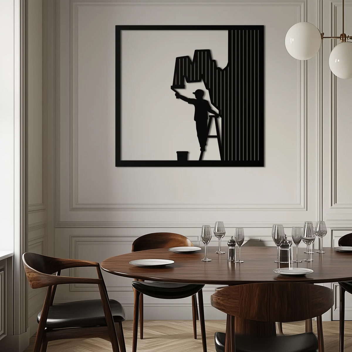 Painter Silhouette Metal Wall Art – Black Steel Artistic Home Decor- KAF489 by Enova Art