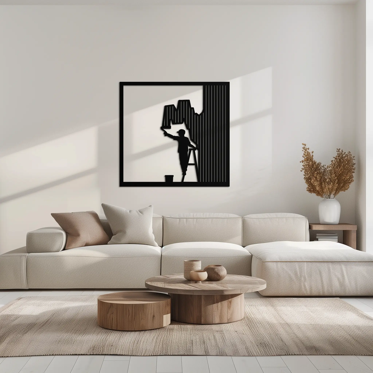 Painter Silhouette Metal Wall Art – Black Steel Artistic Home Decor- KAF489 by Enova Art