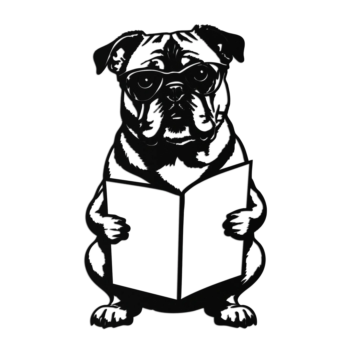 Reading Dog Silhouette Metal Wall Art – Black Steel Whimsical Pet Lover Decor- KAF491 by Enova Art