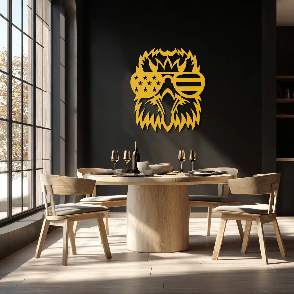 American Flag Eagle Silhouette Metal Wall Art – Patriotic Black Steel Home Decor- KAF496 by Enova Art