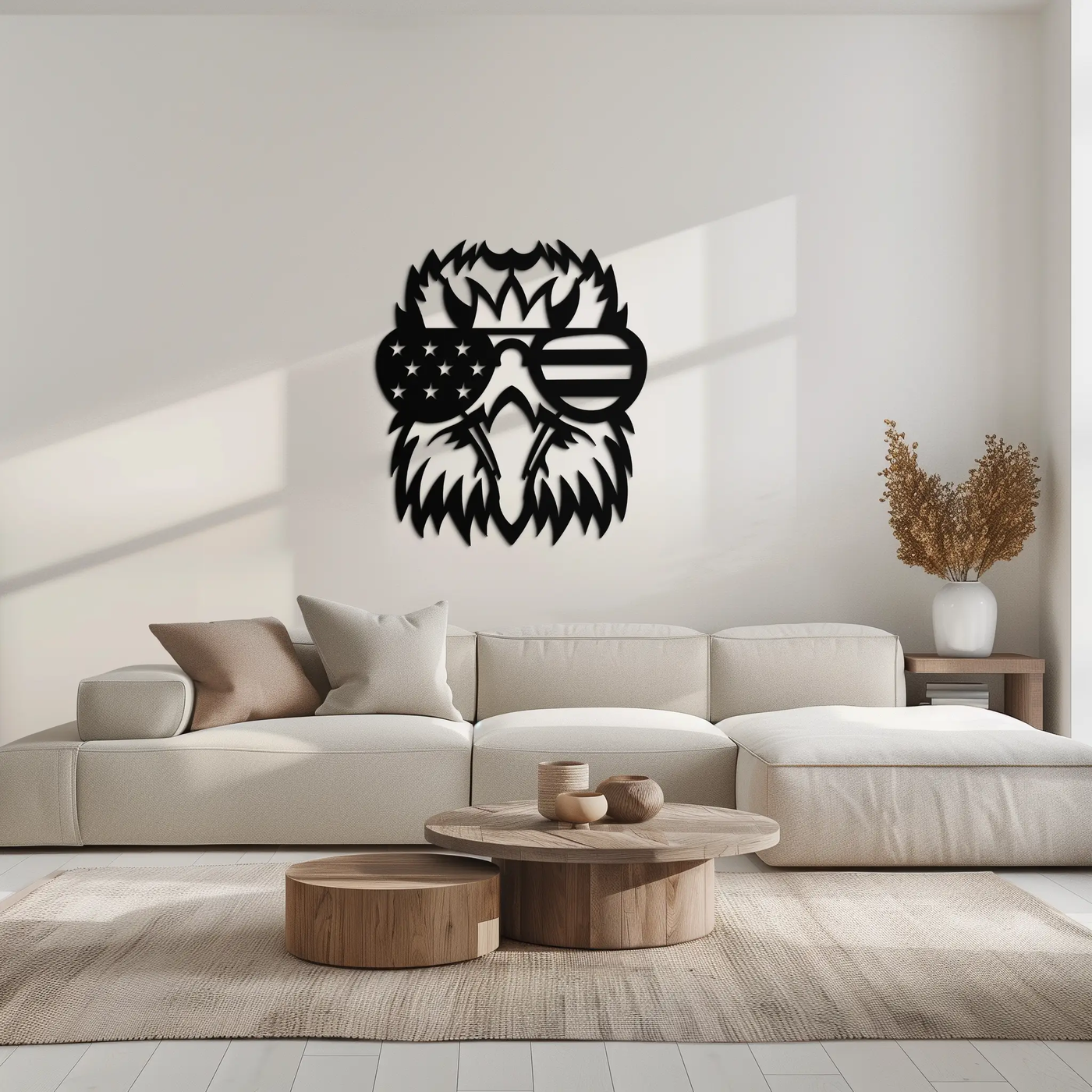 American Flag Eagle Silhouette Metal Wall Art – Patriotic Black Steel Home Decor- KAF496 by Enova Art