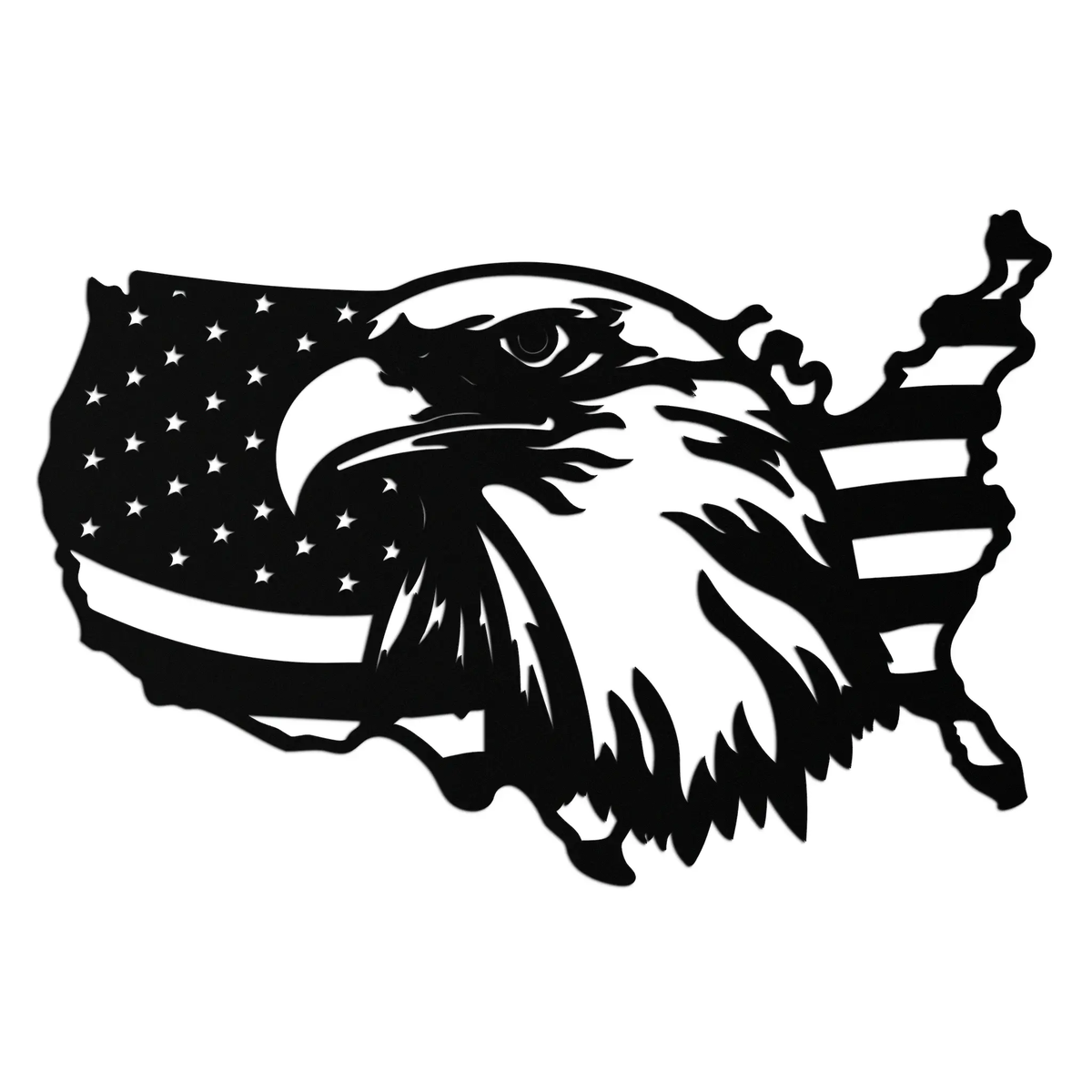 American Flag Eagle Silhouette Metal Wall Art – Patriotic USA Decor for Home & Office- KAF497 by Enova Art