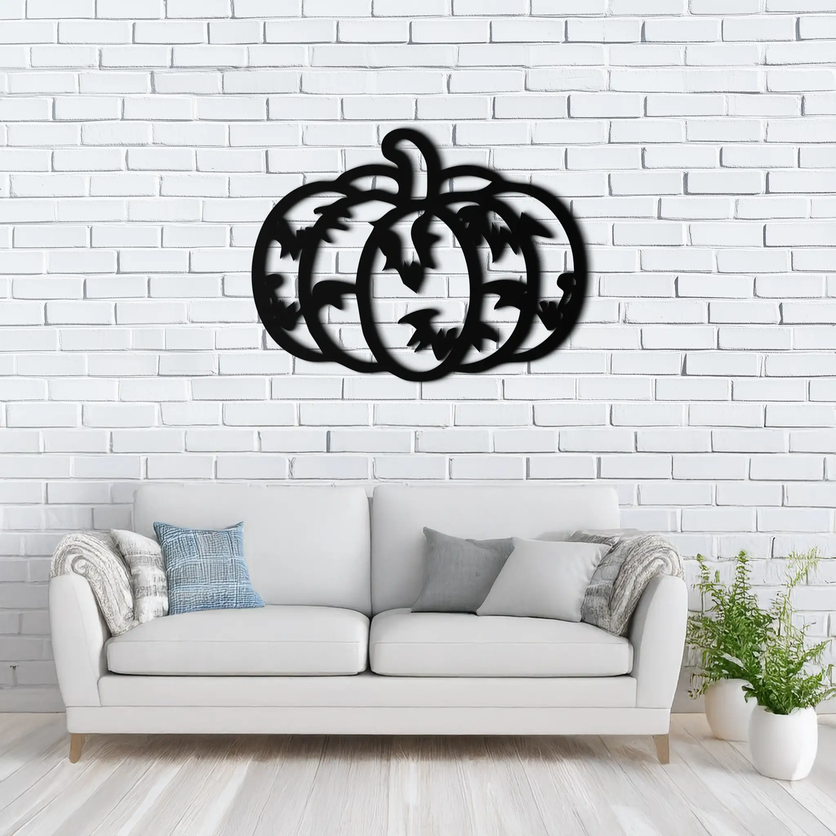 Halloween Pumpkin Faces Metal Wall Art – Spooky Black Steel Decoration- KAF502 by Enova Art
