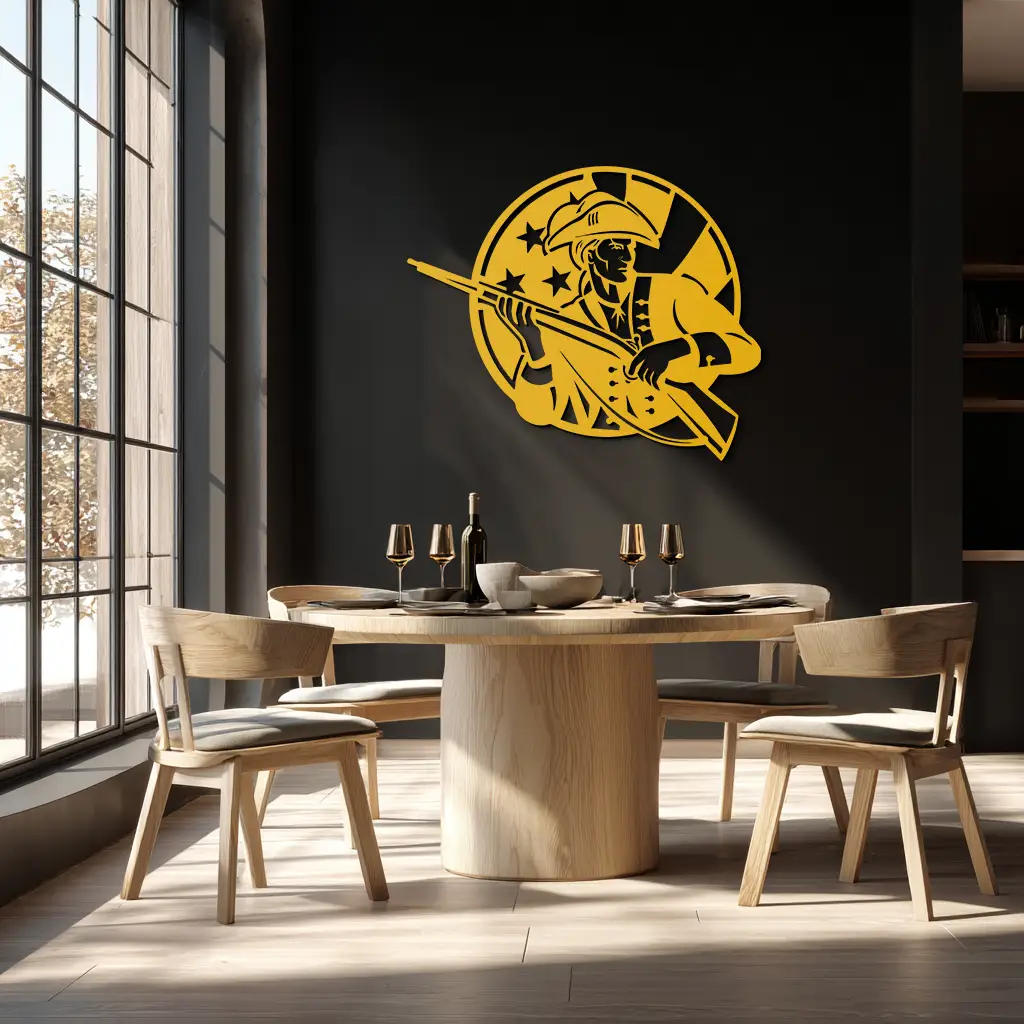 Patriotic Soldier Silhouette Metal Wall Art – Black Steel Military Home Decor- KAF508 by Enova Art