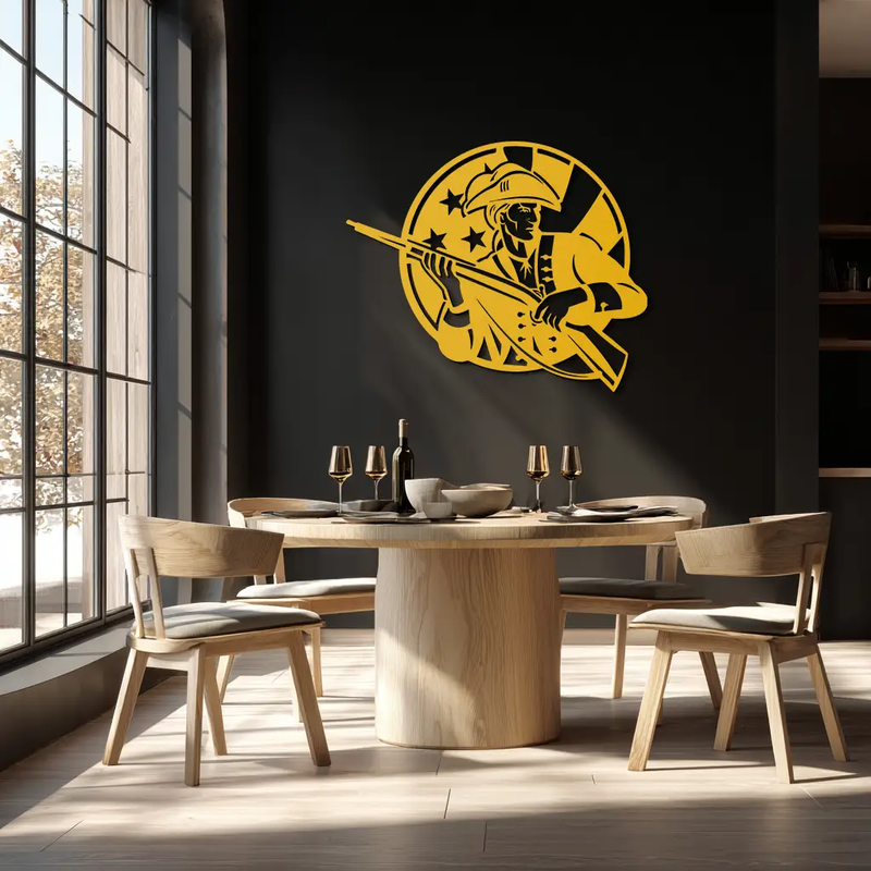 Patriotic Soldier Silhouette Metal Wall Art – Black Steel Military Home Decor- KAF508 by Enova Art