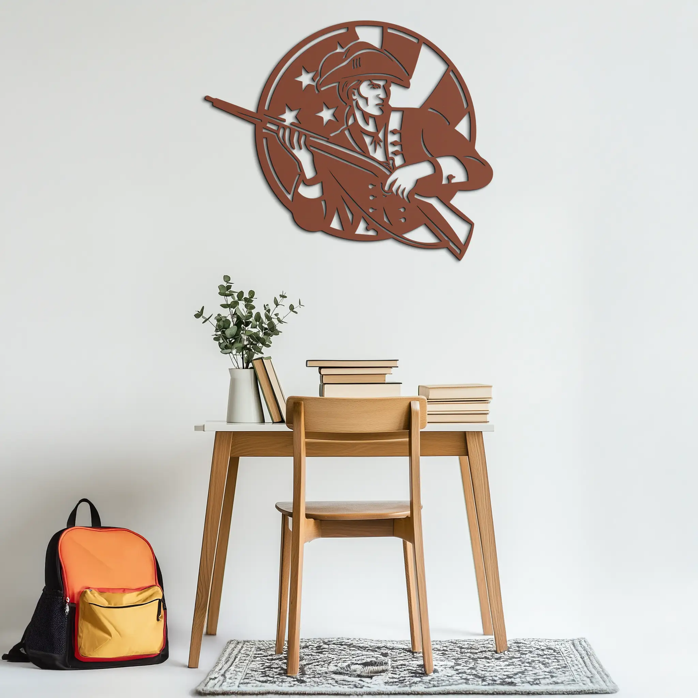 Patriotic Soldier Silhouette Metal Wall Art – Black Steel Military Home Decor- KAF508 by Enova Art