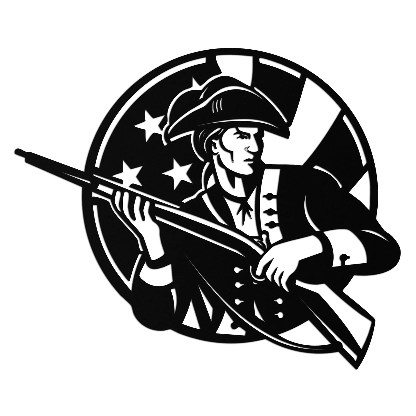 Patriotic Soldier Silhouette Metal Wall Art – Black Steel Military Home Decor- KAF508 by Enova Art
