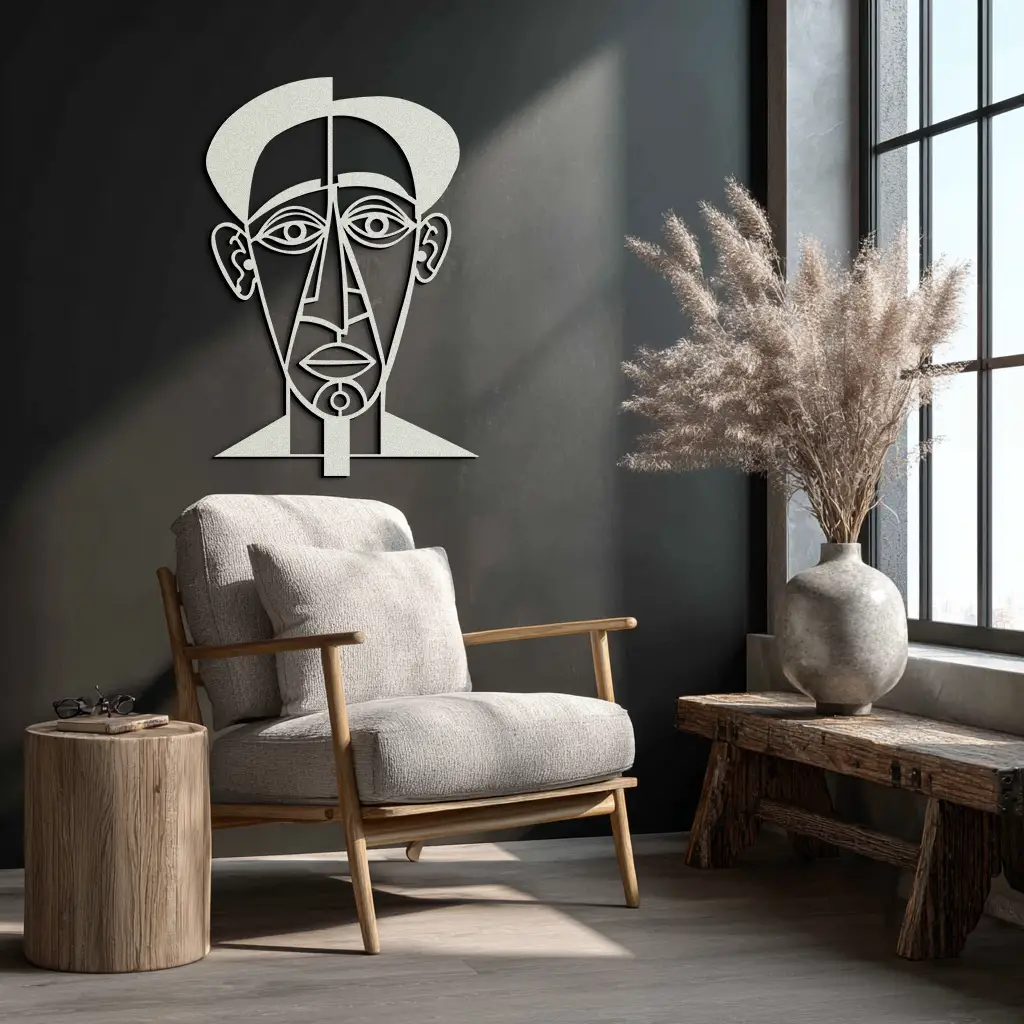 Abstract Face Line Art Metal Wall Decor – Modern Black Minimalist Sculpture- KAF509 by Enova Art