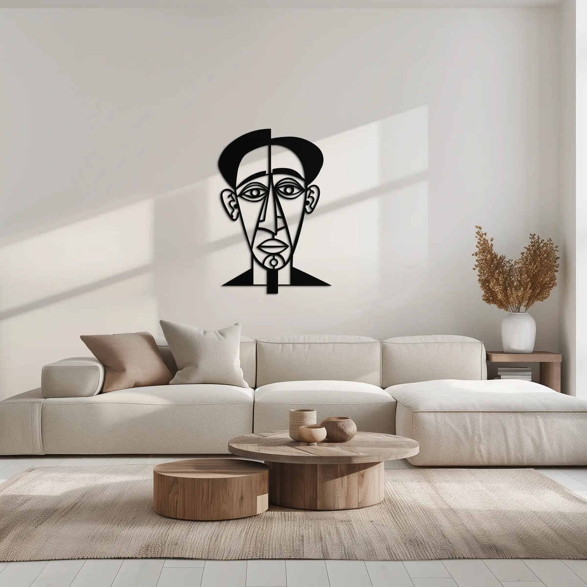 Abstract Face Line Art Metal Wall Decor – Modern Black Minimalist Sculpture- KAF509 by Enova Art