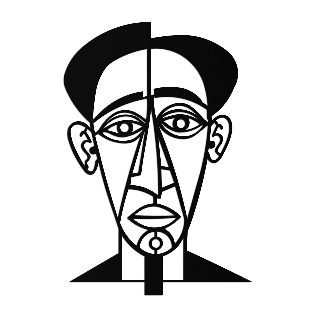 Abstract Face Line Art Metal Wall Decor – Modern Black Minimalist Sculpture- KAF509 by Enova Art