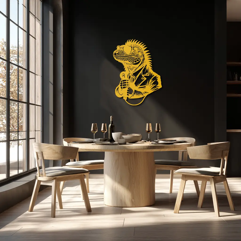 Cool Lizard Metal Wall Art – Unique Reptile Selfie Decor for Home and Office- KAF512 by Enova Art