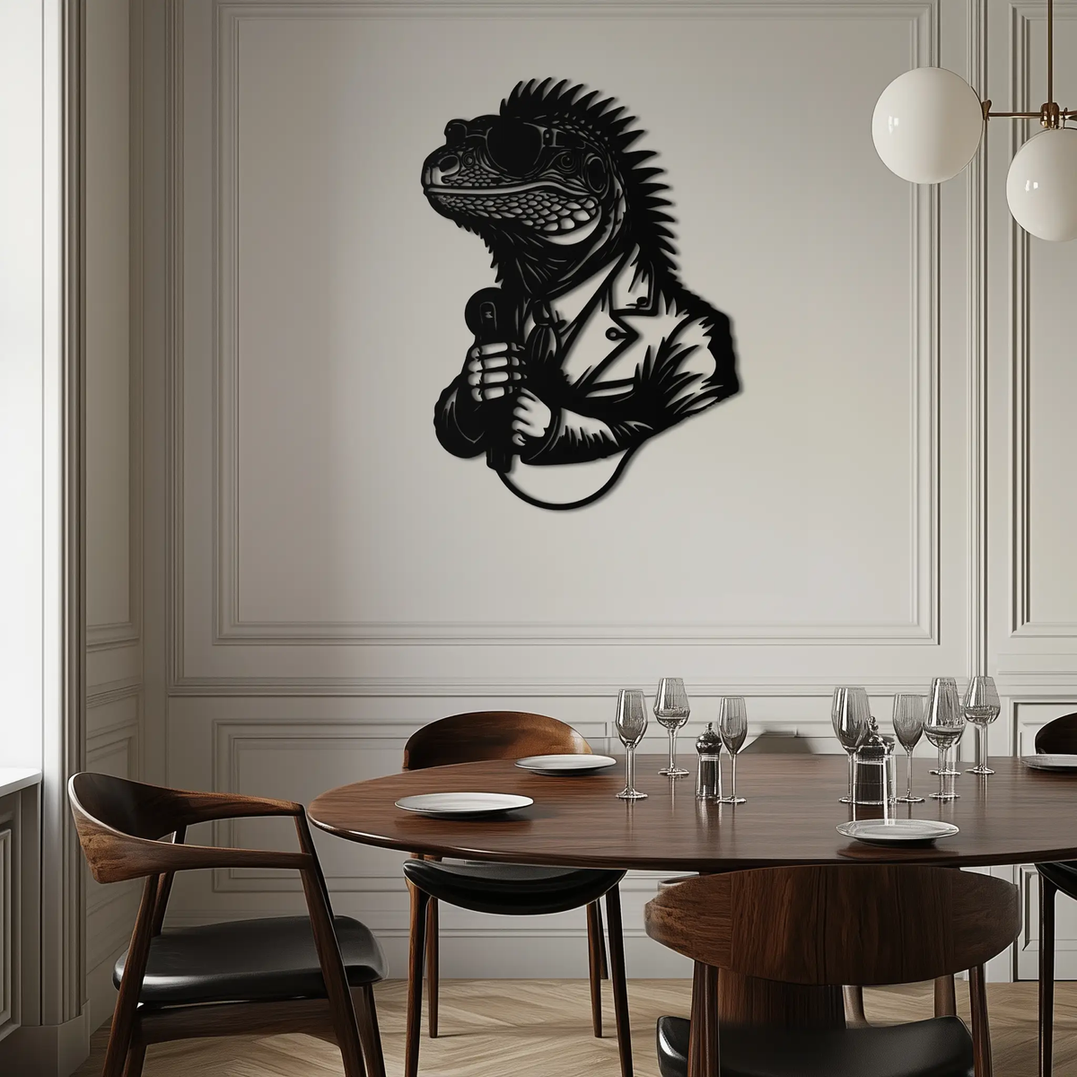 Cool Lizard Metal Wall Art – Unique Reptile Selfie Decor for Home and Office- KAF512 by Enova Art