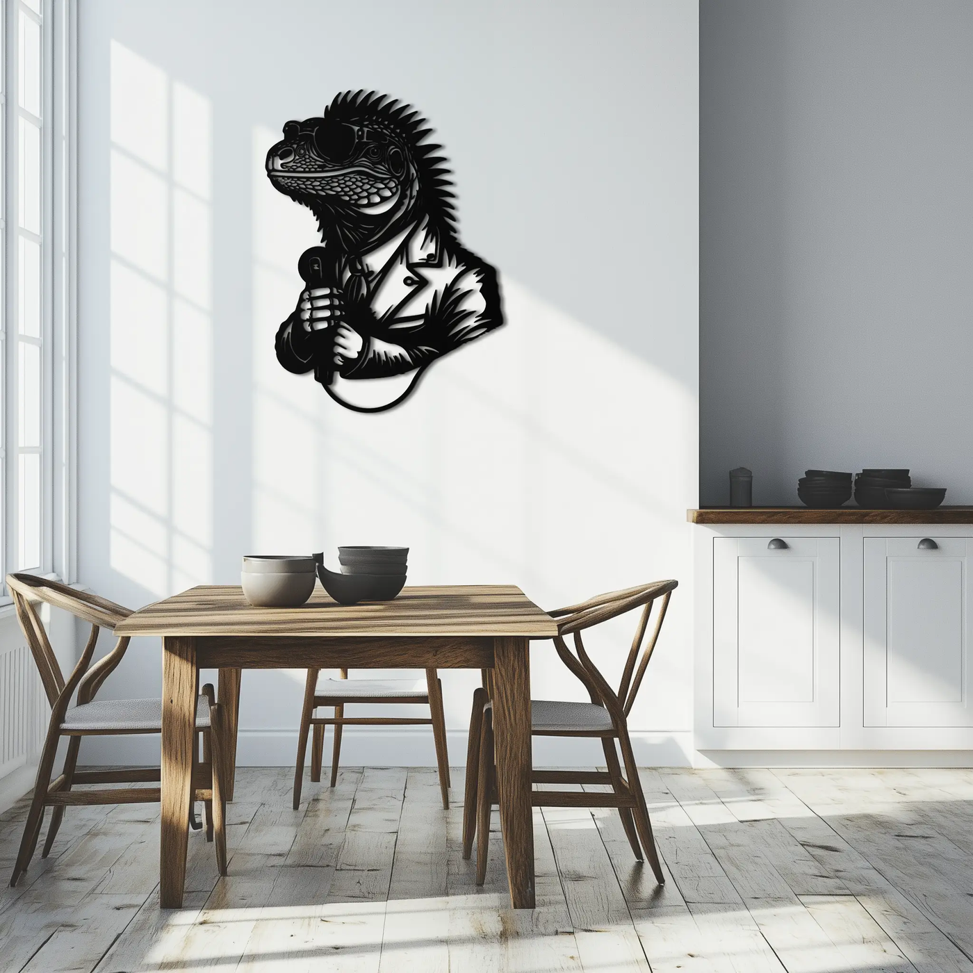 Cool Lizard Metal Wall Art – Unique Reptile Selfie Decor for Home and Office- KAF512 by Enova Art