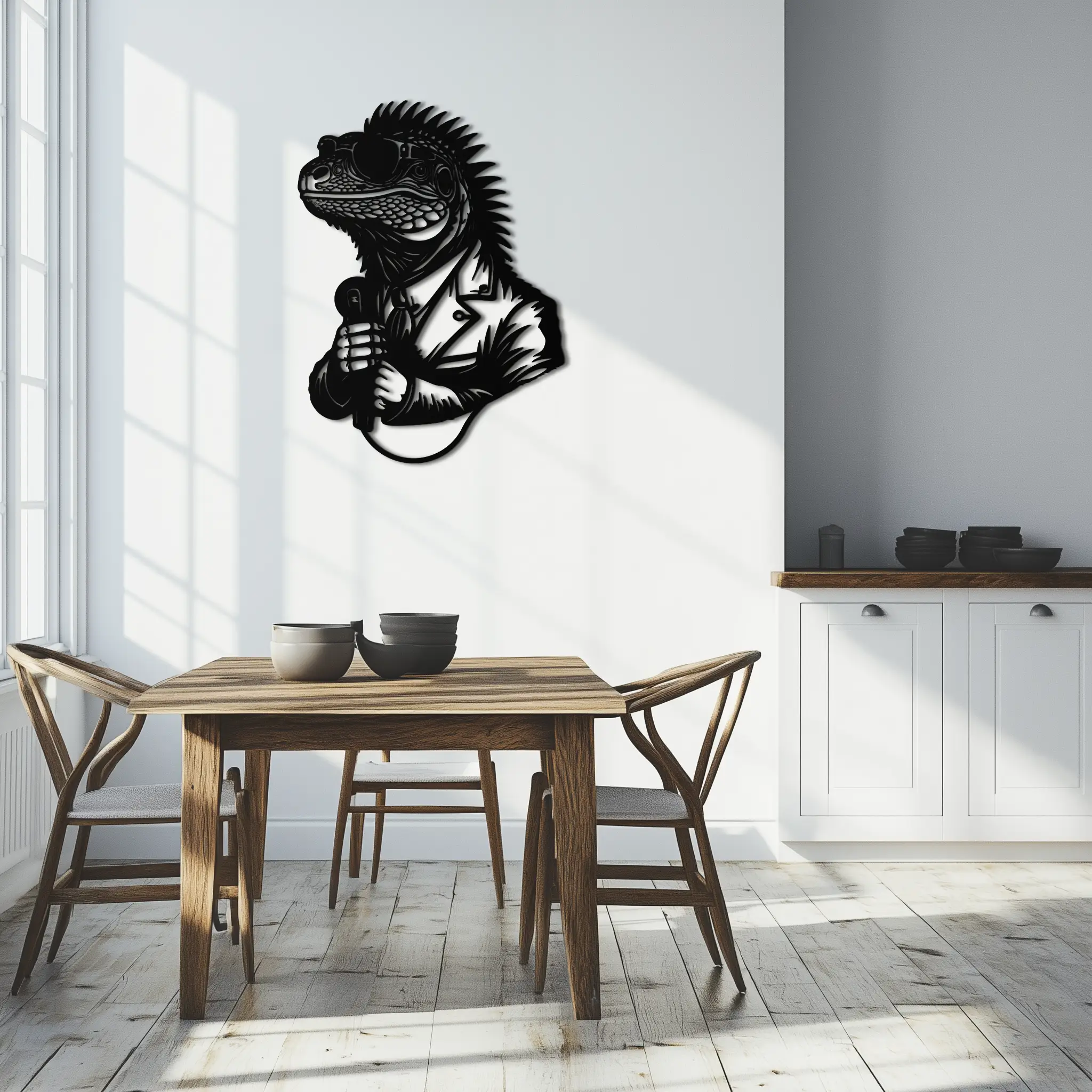 Cool Lizard Metal Wall Art – Unique Reptile Selfie Decor for Home and Office- KAF512 by Enova Art