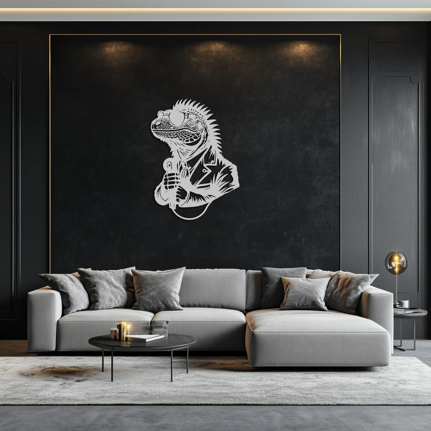 Cool Lizard Metal Wall Art – Unique Reptile Selfie Decor for Home and Office- KAF512 by Enova Art