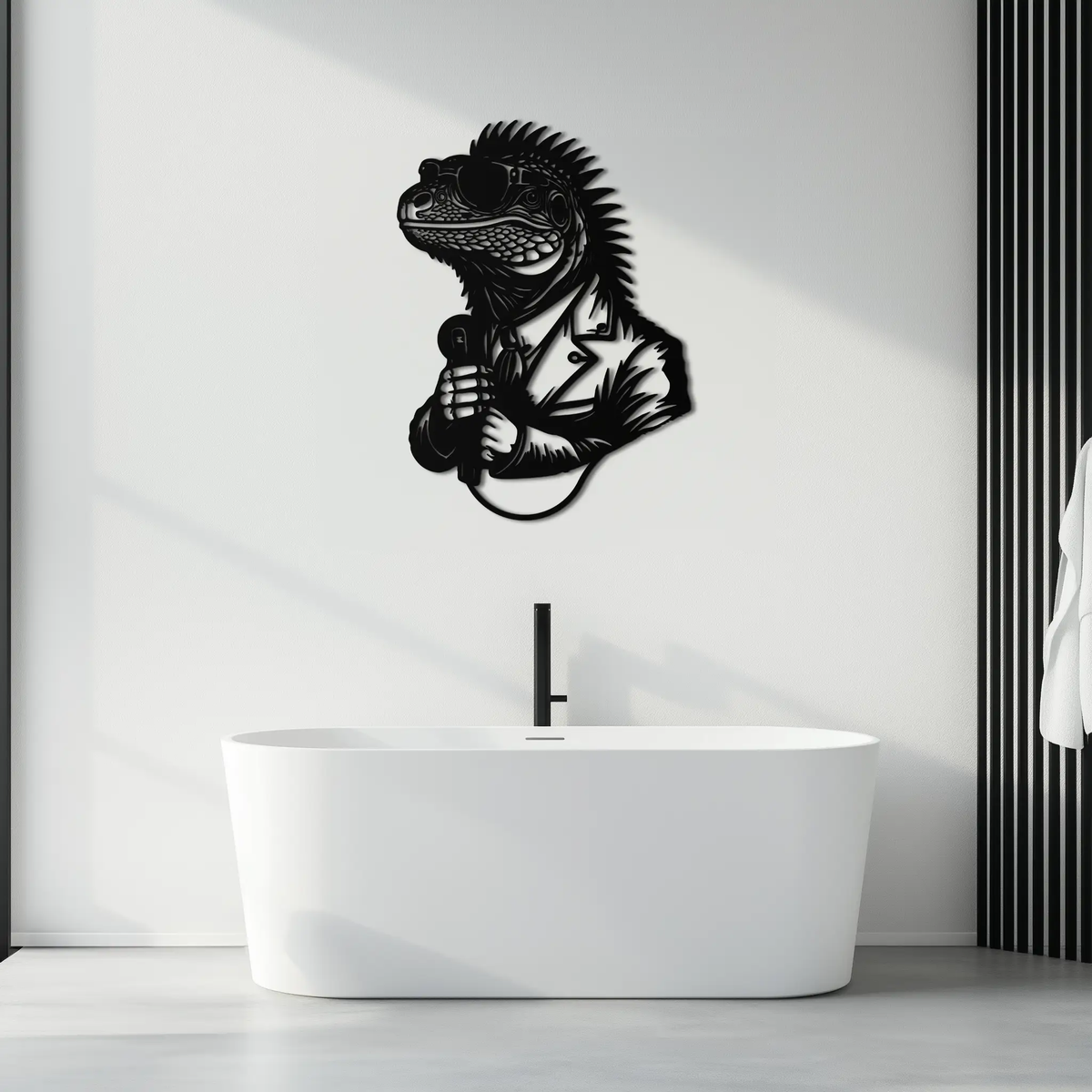 Cool Lizard Metal Wall Art – Unique Reptile Selfie Decor for Home and Office- KAF512 by Enova Art