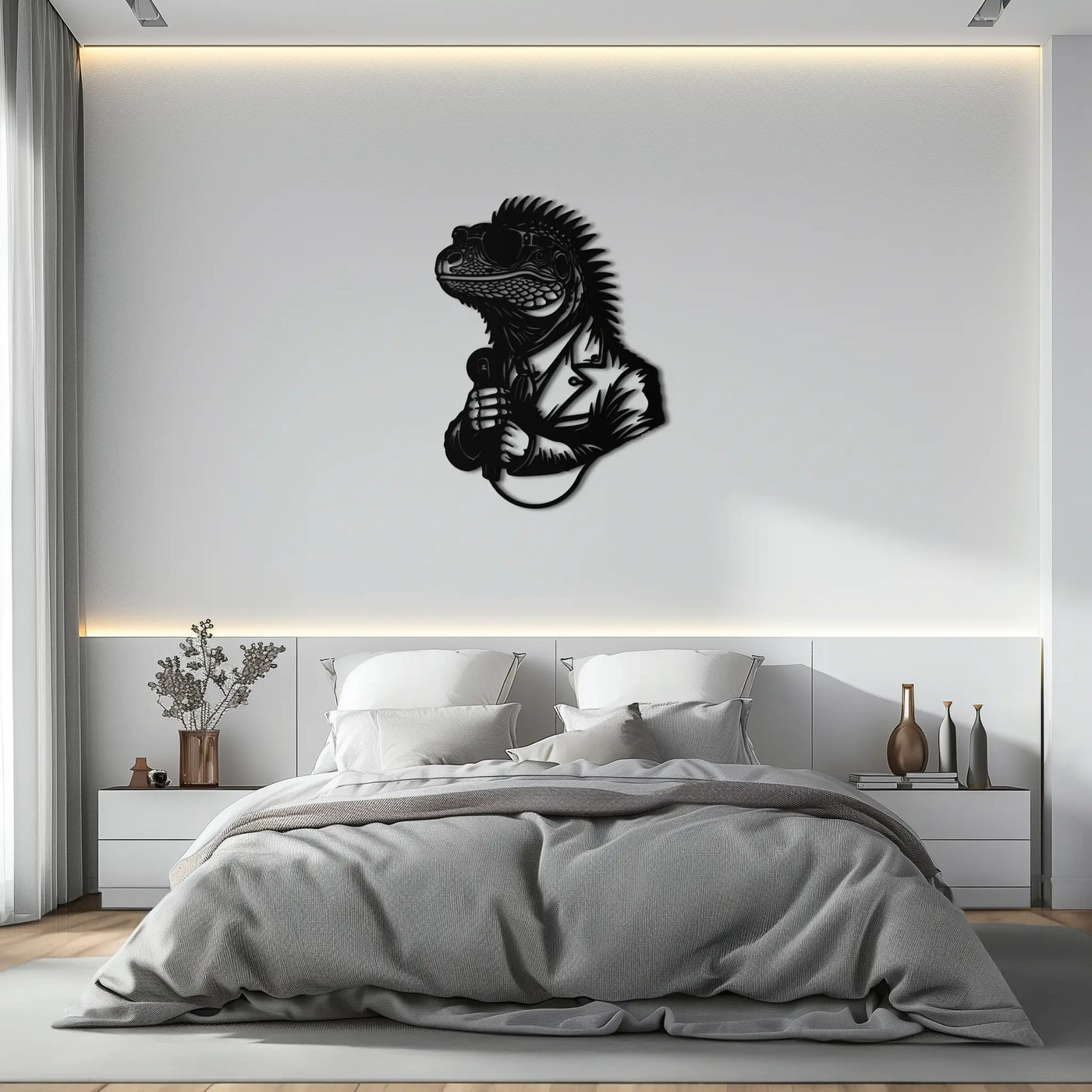 Cool Lizard Metal Wall Art – Unique Reptile Selfie Decor for Home and Office- KAF512 by Enova Art