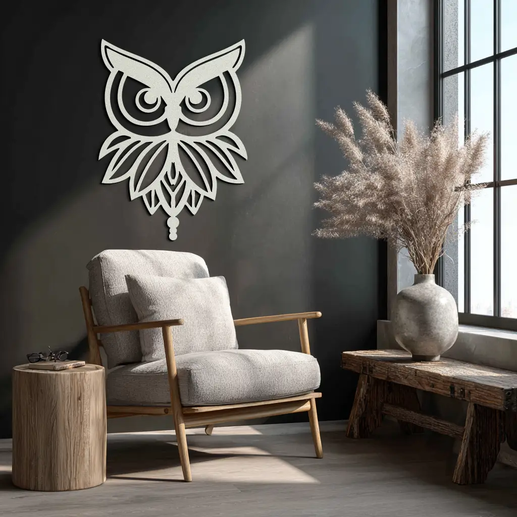 Owl Silhouette Metal Wall Art – Black Steel Bird Wall Decor for Modern Homes- KAF517 by Enova Art