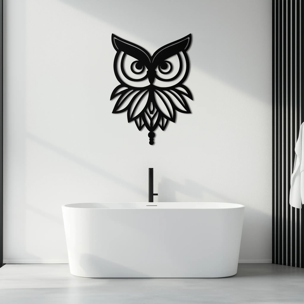 Owl Silhouette Metal Wall Art – Black Steel Bird Wall Decor for Modern Homes- KAF517 by Enova Art