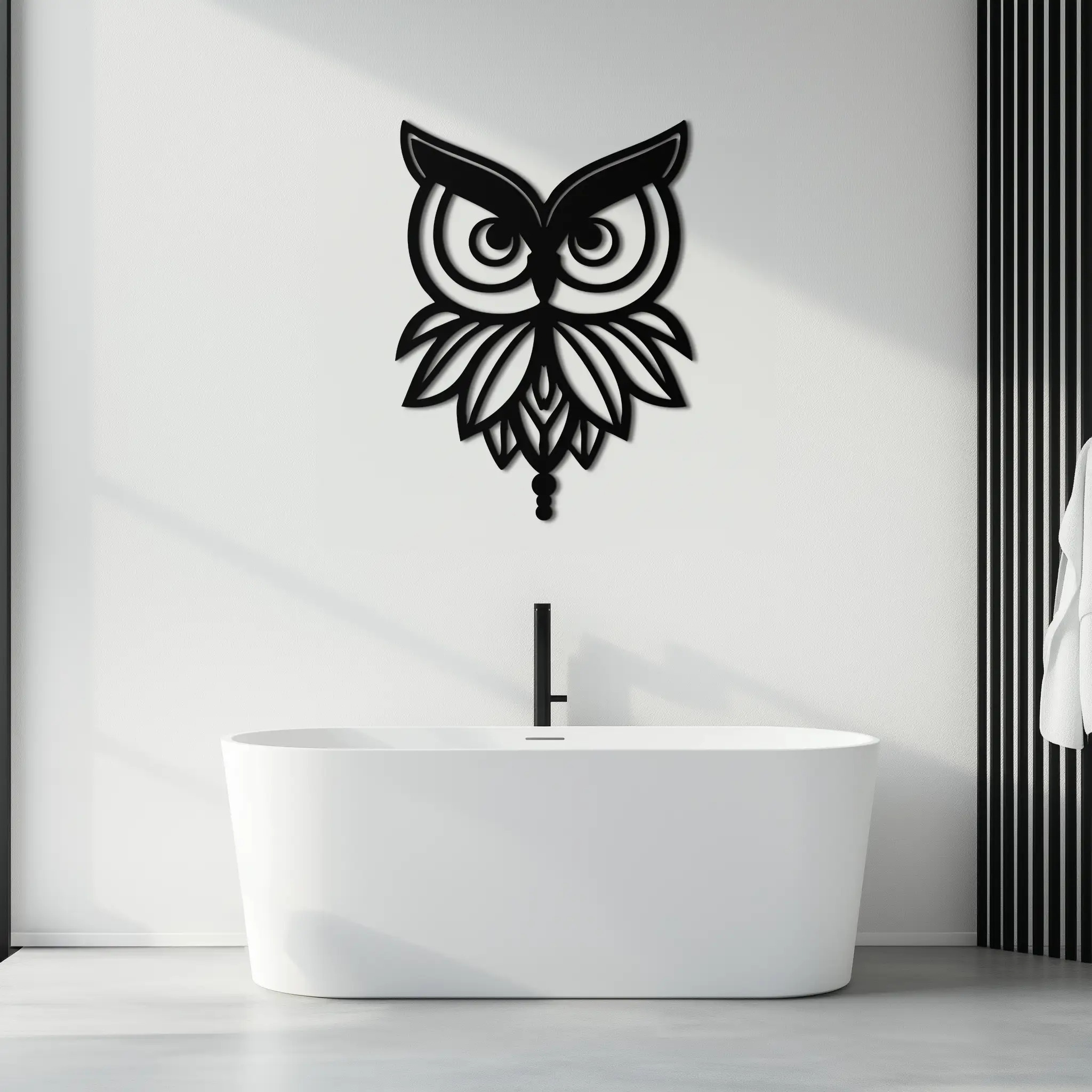 Owl Silhouette Metal Wall Art – Black Steel Bird Wall Decor for Modern Homes- KAF517 by Enova Art