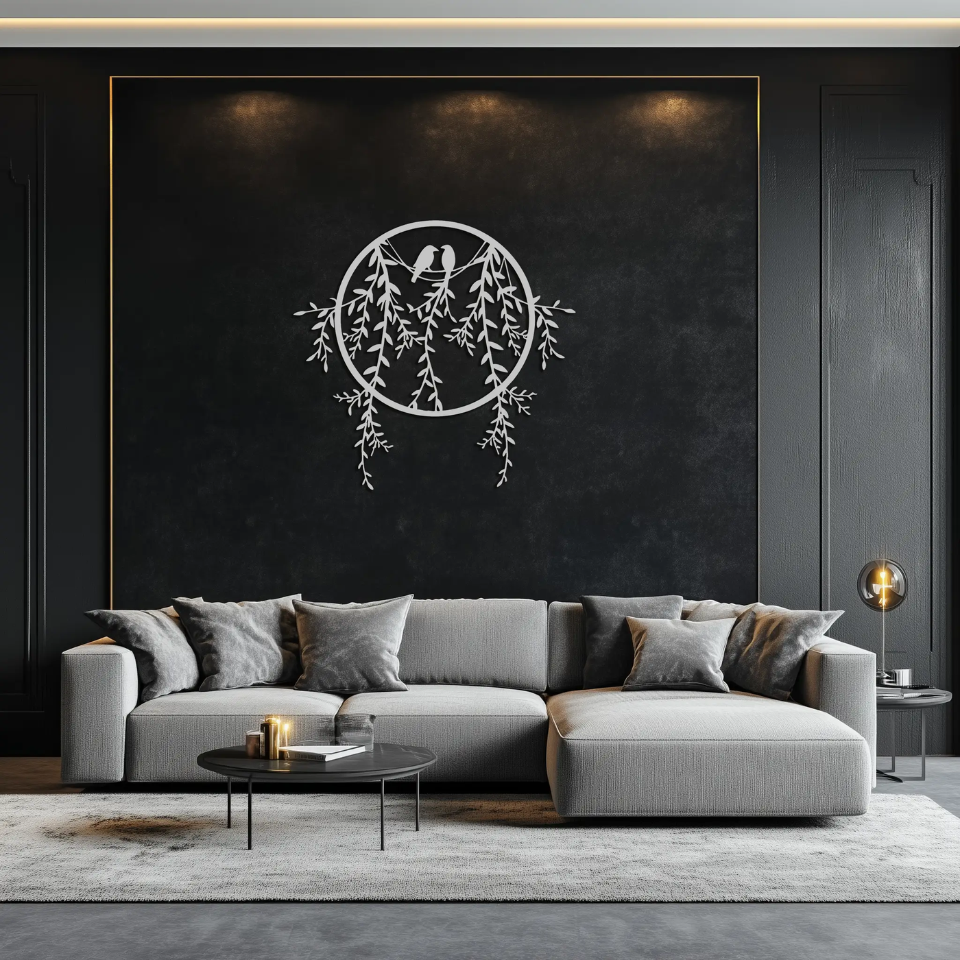 Love Birds Metal Wall Art – Romantic Nature Inspired Black Metal Decor- KAF523 by Enova Art