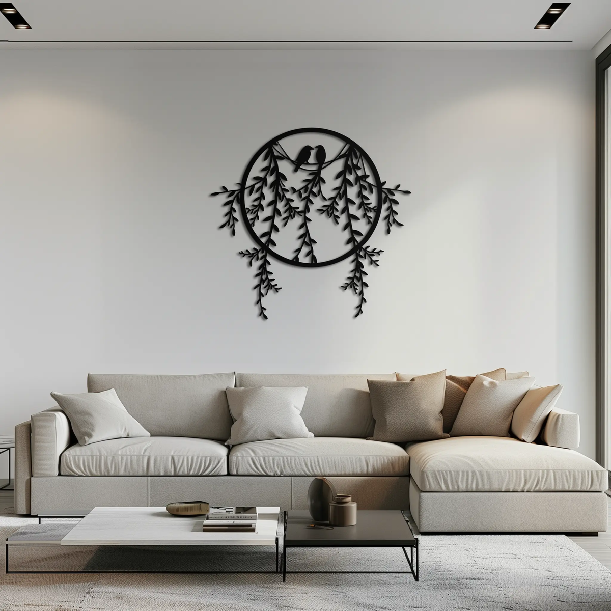 Love Birds Metal Wall Art – Romantic Nature Inspired Black Metal Decor- KAF523 by Enova Art