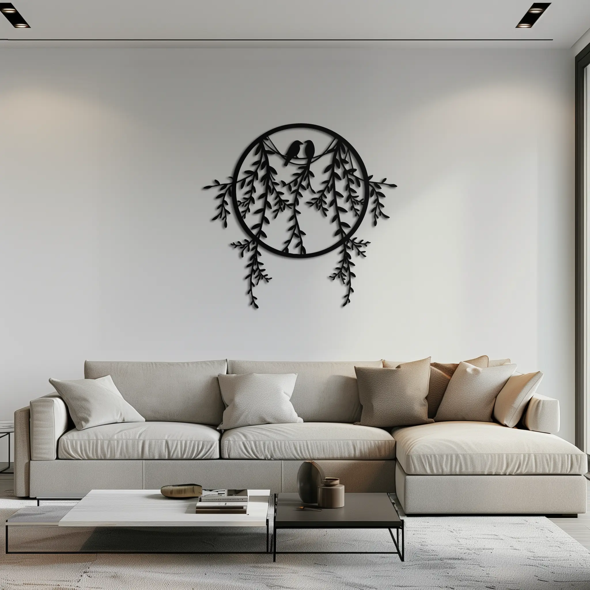 Love Birds Metal Wall Art – Romantic Nature Inspired Black Metal Decor- KAF523 by Enova Art