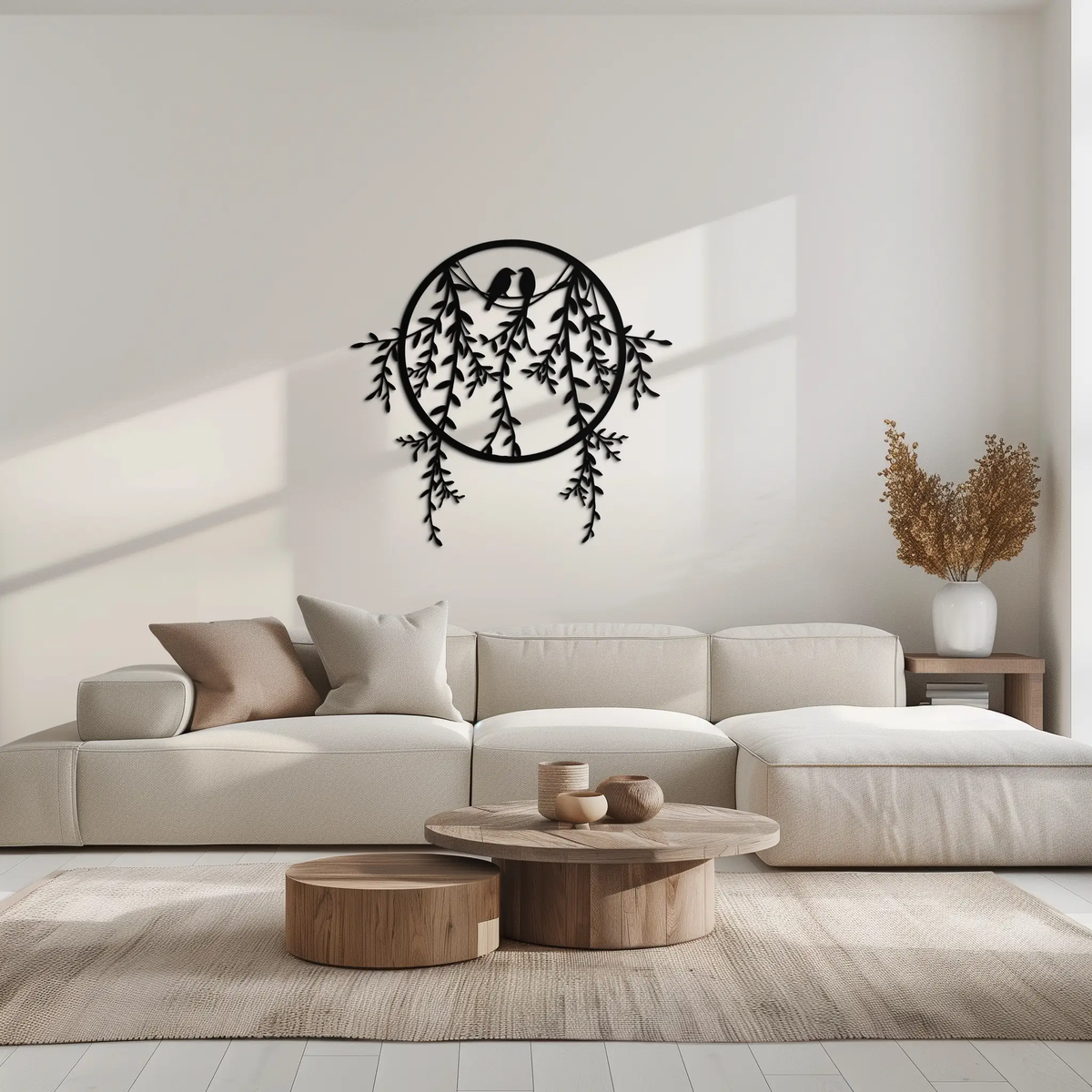 Love Birds Metal Wall Art – Romantic Nature Inspired Black Metal Decor- KAF523 by Enova Art