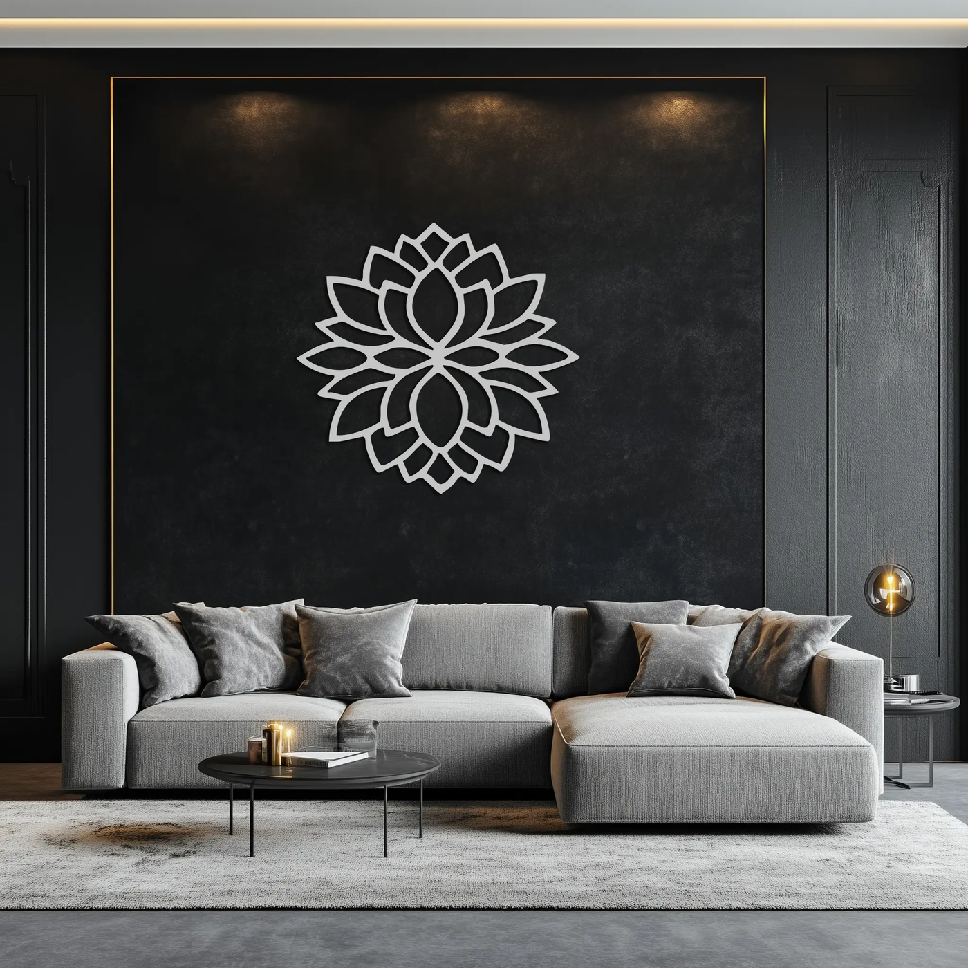 Lotus Flower Silhouette Metal Wall Art – Elegant Black Zen Decor for Home or Office- KAF525 by Enova Art