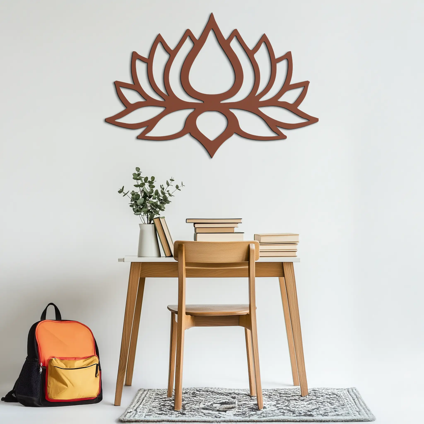 Lotus Flower Silhouette Metal Wall Art – Modern Black Floral Home Decor- KAF526 by Enova Art