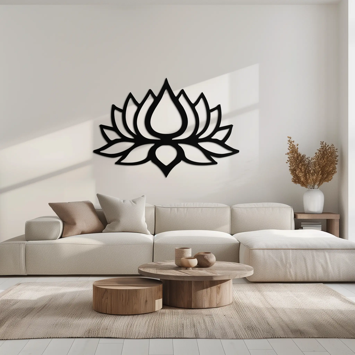 Lotus Flower Silhouette Metal Wall Art – Modern Black Floral Home Decor- KAF526 by Enova Art