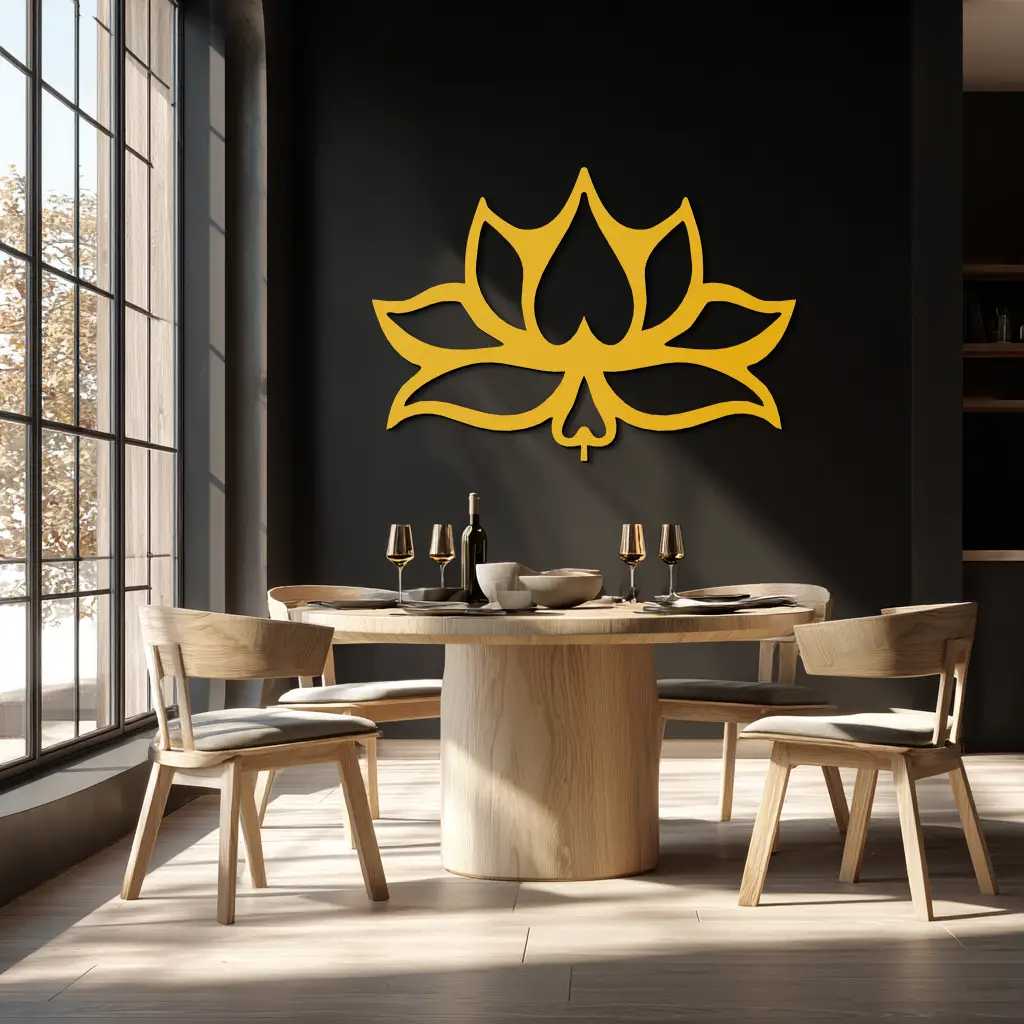 Lotus Flower Metal Wall Art – Modern Black Floral Wall Decor- KAF527 by Enova Art
