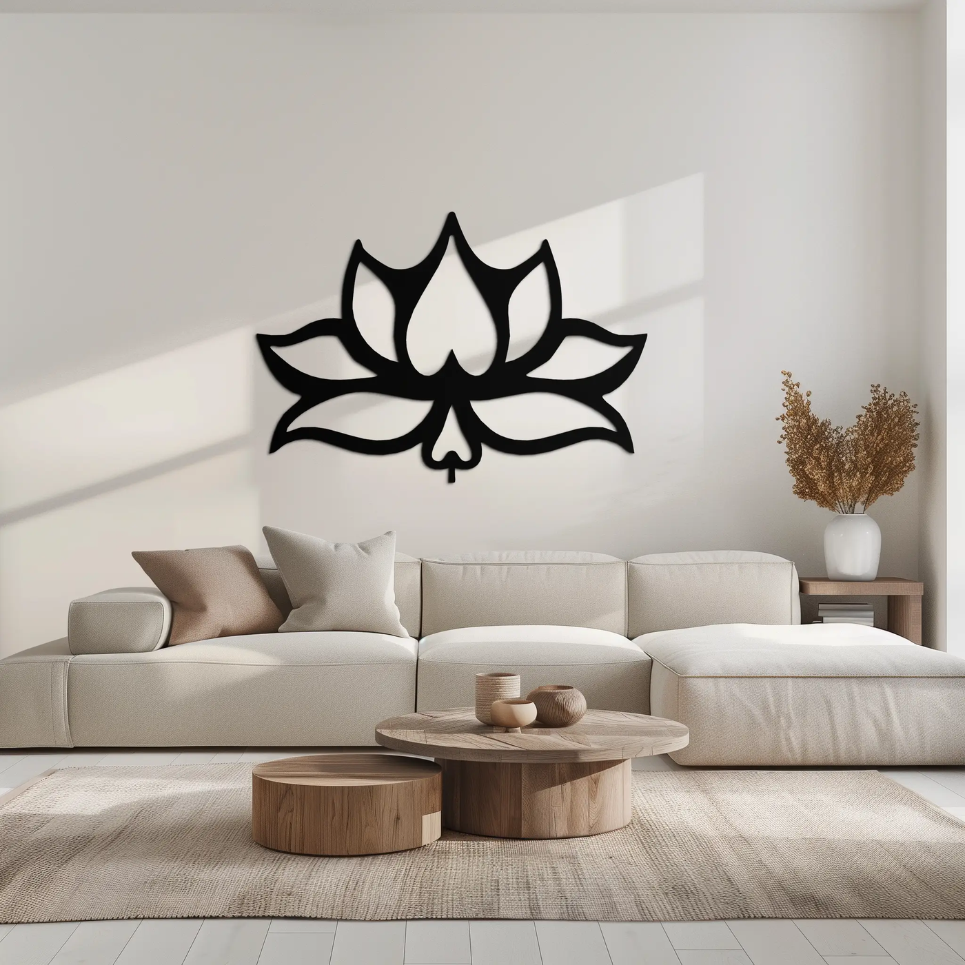 Lotus Flower Metal Wall Art – Modern Black Floral Wall Decor- KAF527 by Enova Art