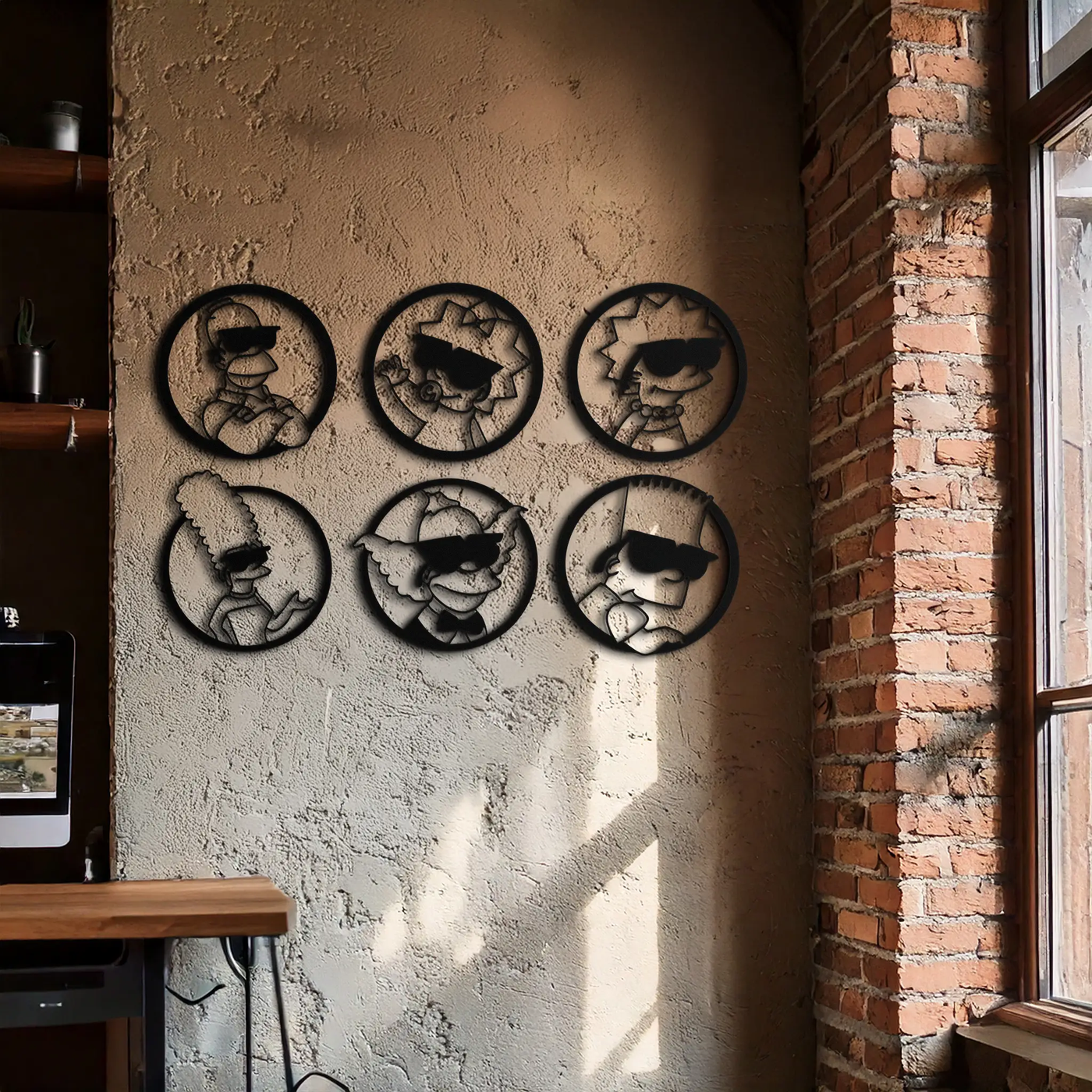 Cartoon Family Silhouette Metal Wall Art – Fun Black Modern Home Decor- KAF528 by Enova Art