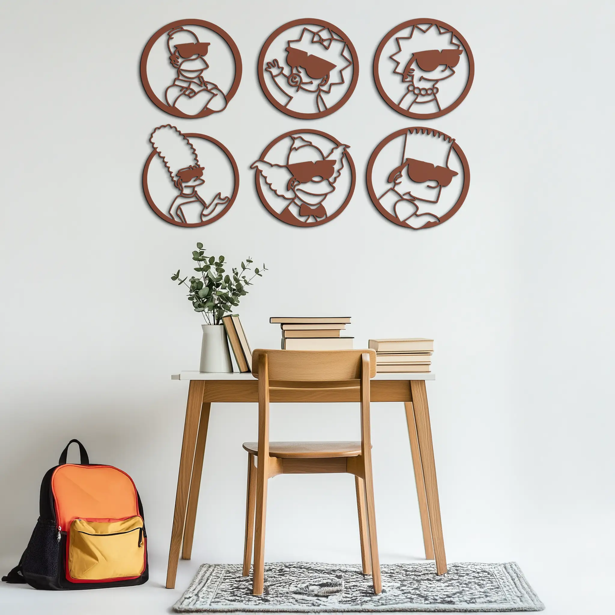 Cartoon Family Silhouette Metal Wall Art – Fun Black Modern Home Decor- KAF528 by Enova Art