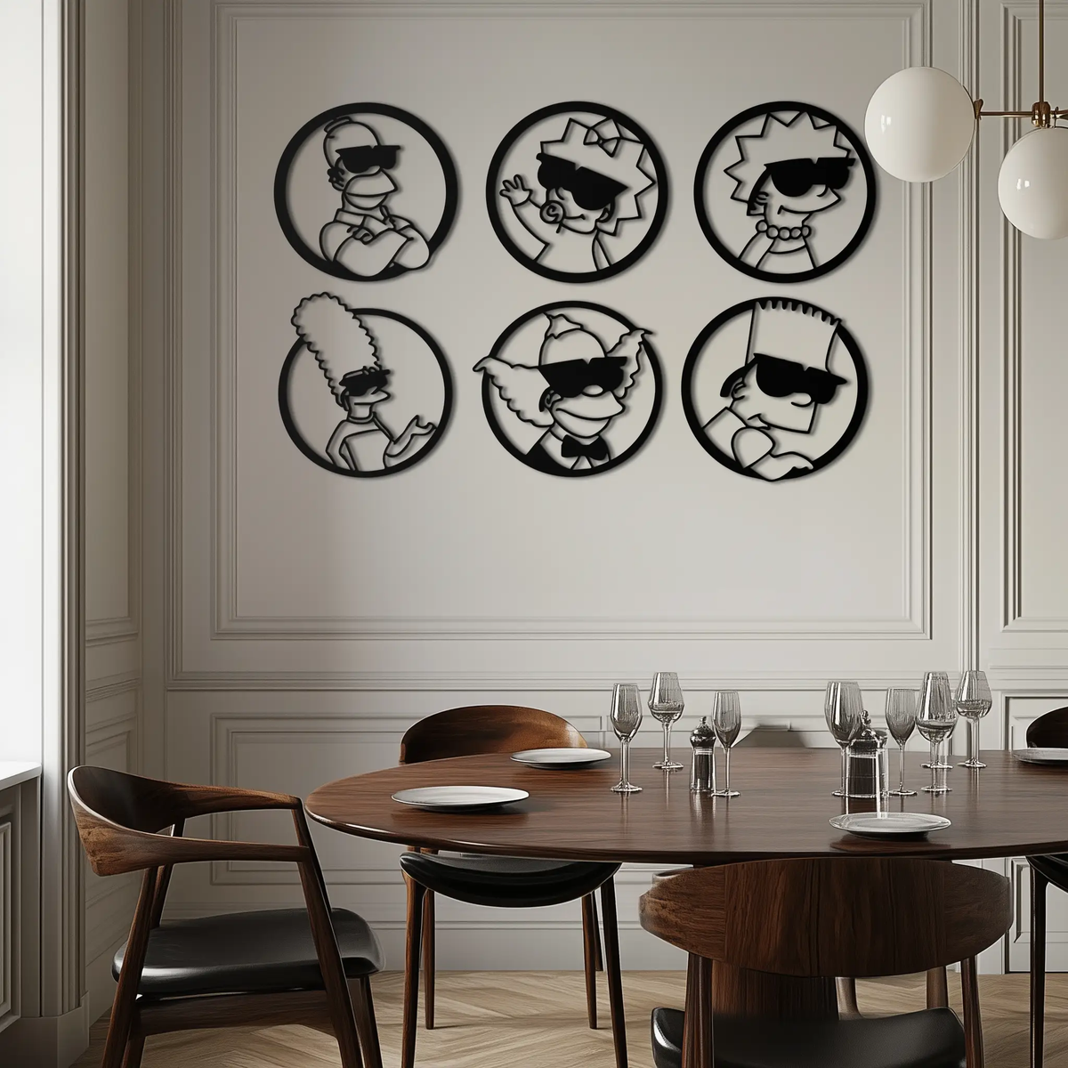 Cartoon Family Silhouette Metal Wall Art – Fun Black Modern Home Decor- KAF528 by Enova Art
