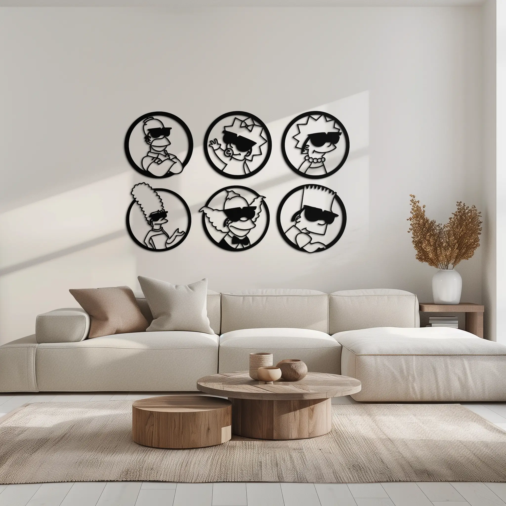 Cartoon Family Silhouette Metal Wall Art – Fun Black Modern Home Decor- KAF528 by Enova Art