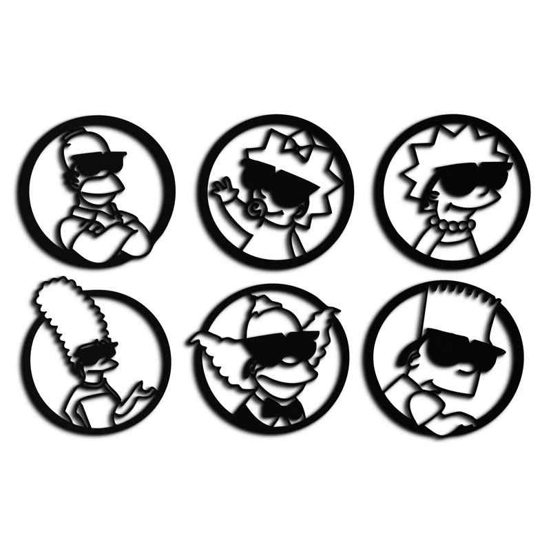 Cartoon Family Silhouette Metal Wall Art – Fun Black Modern Home Decor- KAF528 by Enova Art