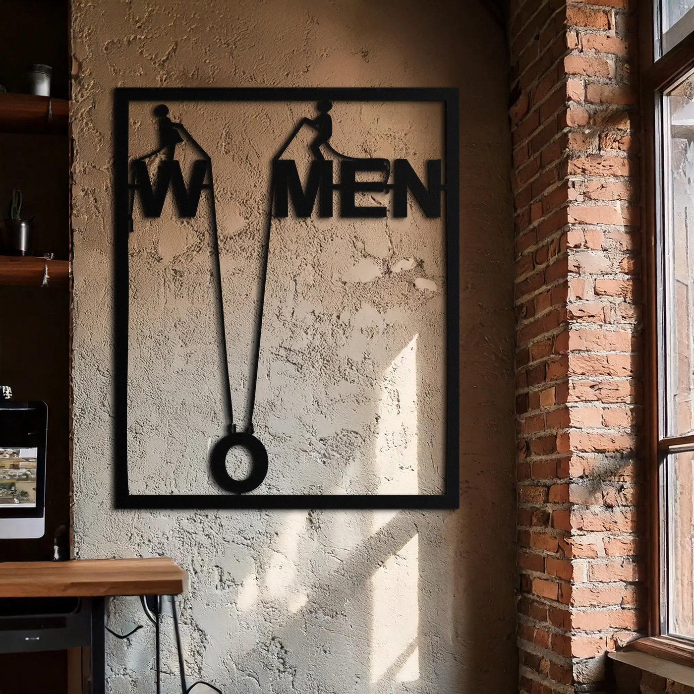 Minimalist "Women" Typography Metal Wall Art – Modern Black Statement Piece- KAF529 by Enova Art