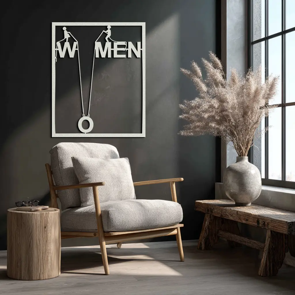 Minimalist "Women" Typography Metal Wall Art – Modern Black Statement Piece- KAF529 by Enova Art