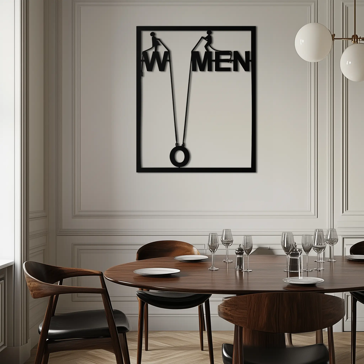 Minimalist "Women" Typography Metal Wall Art – Modern Black Statement Piece- KAF529 by Enova Art