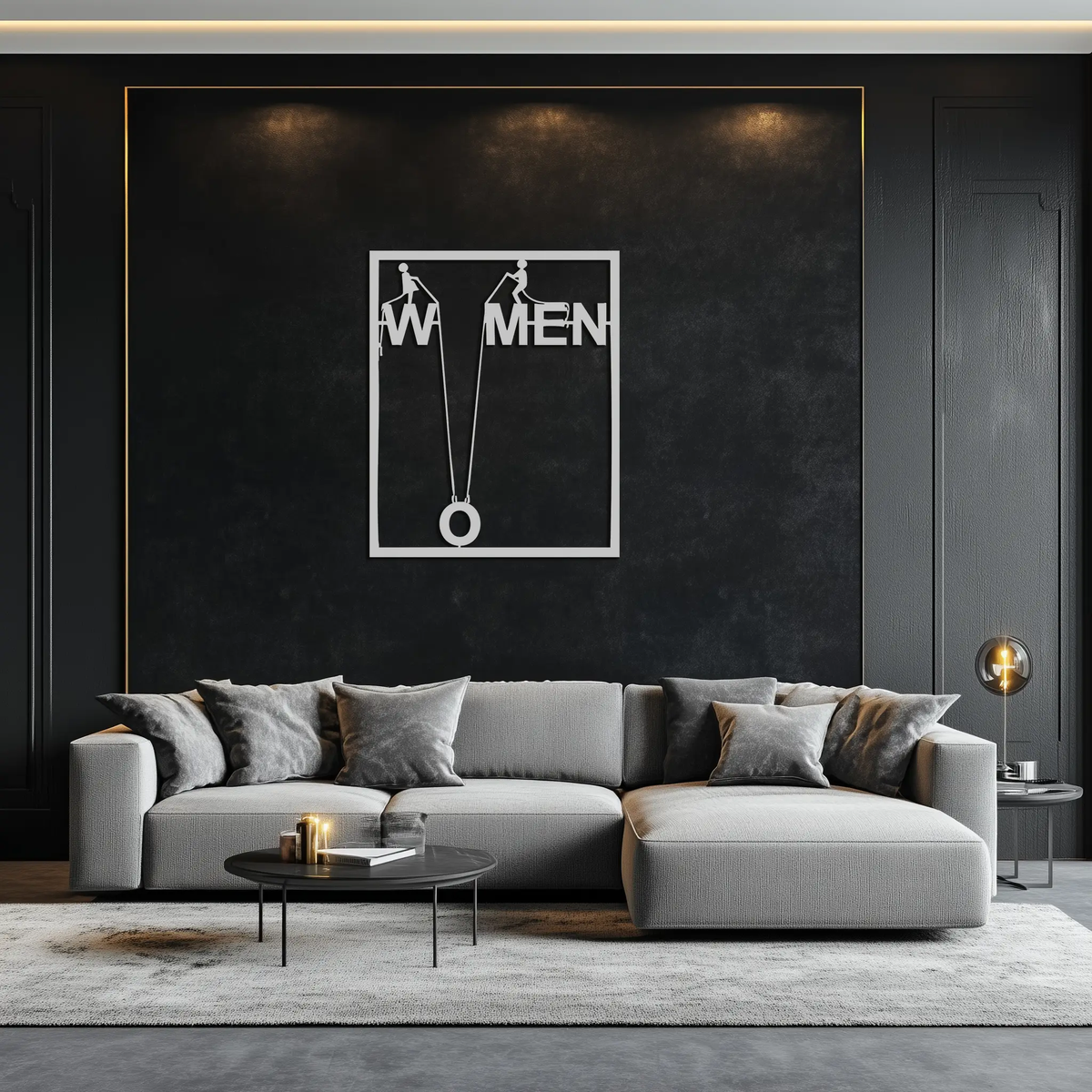 Minimalist "Women" Typography Metal Wall Art – Modern Black Statement Piece- KAF529 by Enova Art