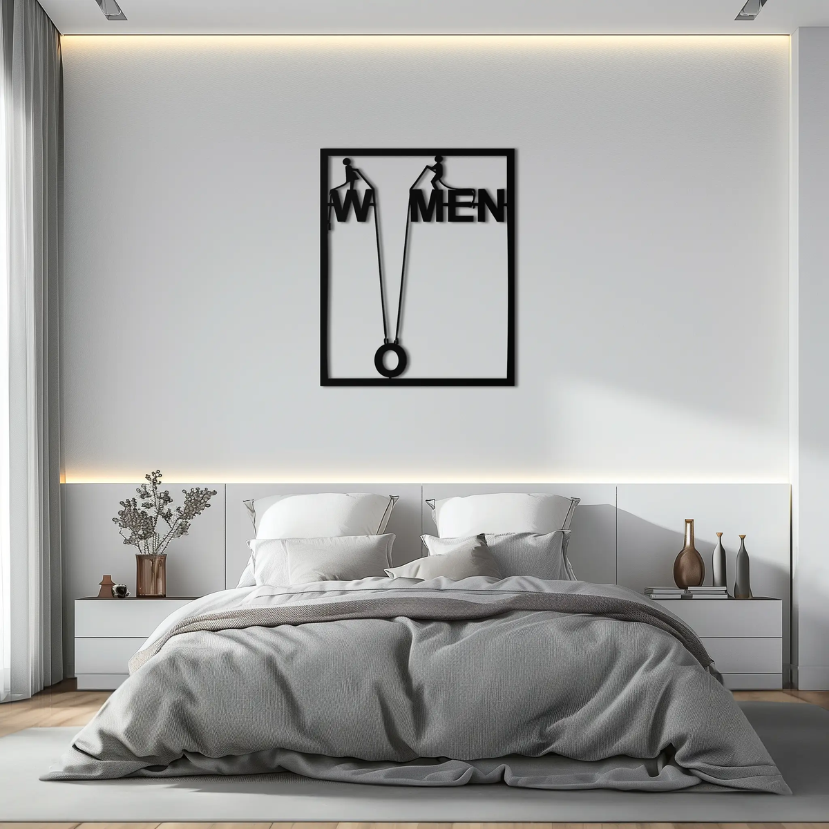 Minimalist "Women" Typography Metal Wall Art – Modern Black Statement Piece- KAF529 by Enova Art